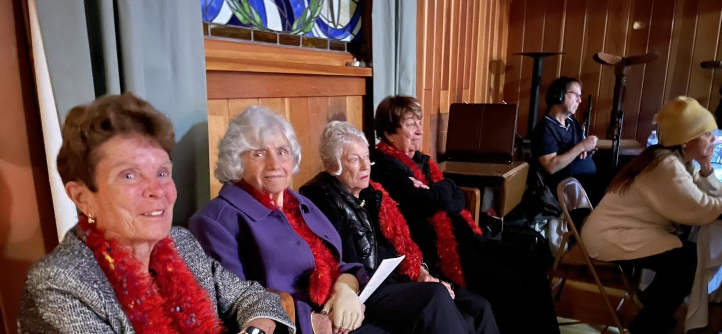 Red Scarf Society members in a meeting in Yreka California